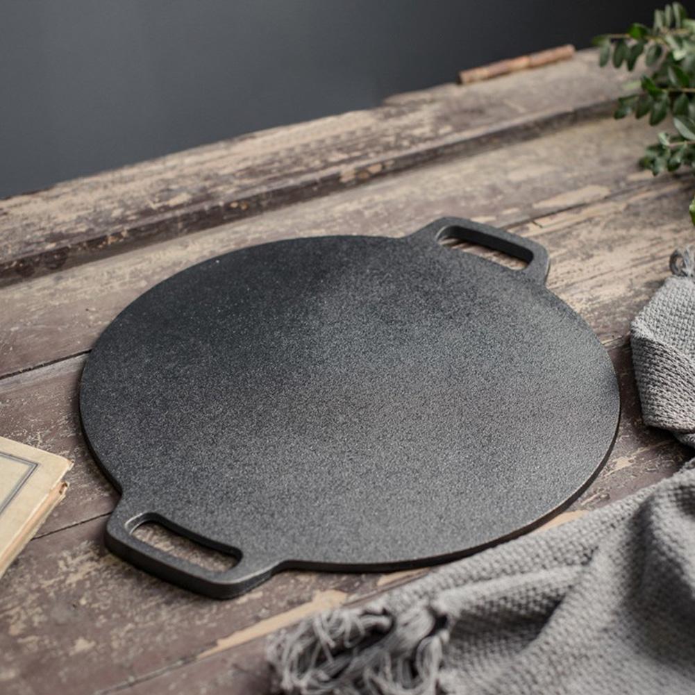 10.2/11/11.8/12.6/13.4 Inch Coating Frying Pan with Handles Cast Iron Round Griddle Non Stick for Home Party Travel and Outdoor