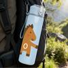 1PC Two Brown Horse Cartoon Print 750ml Color Plastic Sports Water Bottle Leakproof Flip Straw Lid Suitable for Sports Office Home Use