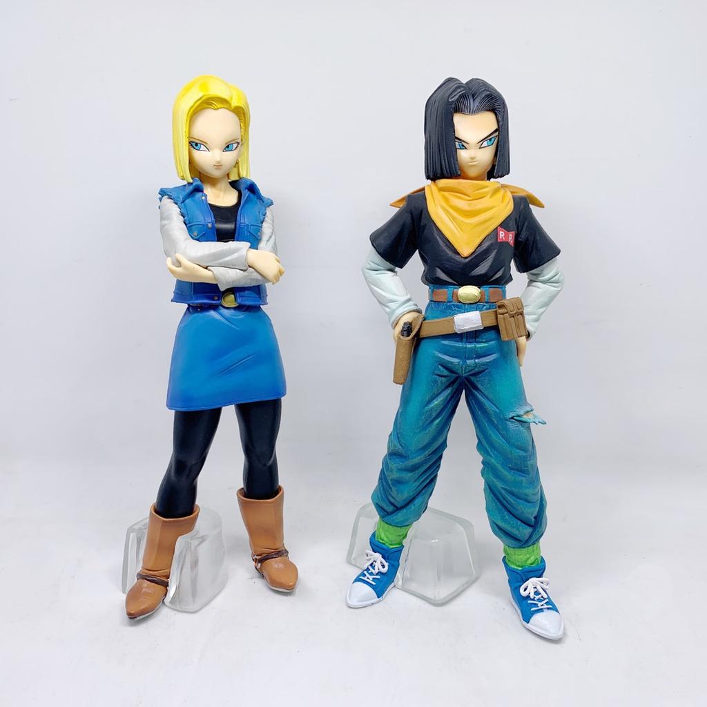 Bandai Anime Dragon Ball Z Android 17 18 Figure Android 18 PVC Action Figures Collection Model Toys for Children Christmas Gifts
