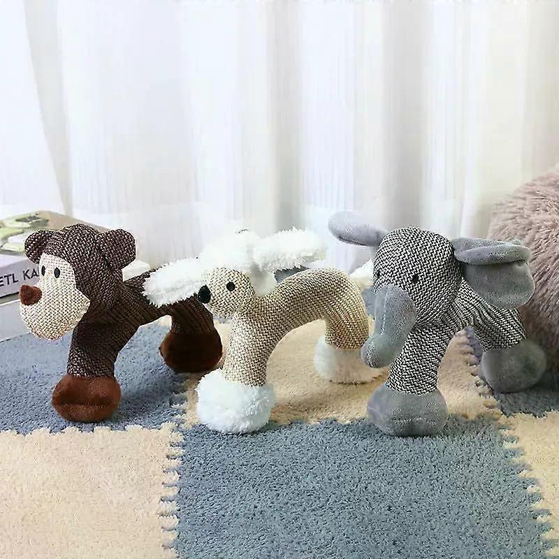 Linen Safari Companions, Squeaky Dog Chew Animals, Robust Indestructible Dog Stuffed Toy with Squeakers for Small Medium Dogs