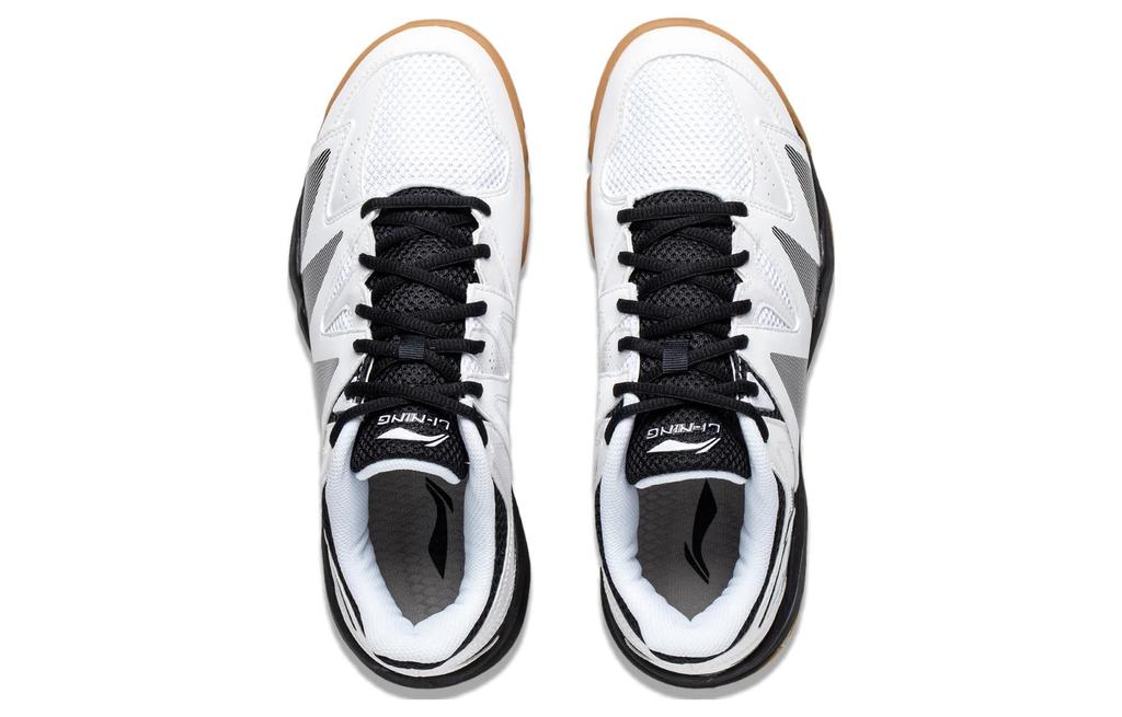 Li Ning Seamless Textile, Synthetic Leather Abrasion Resistant Breathable Low Top Badminton Shoes Unisex White Black AYTT025-1