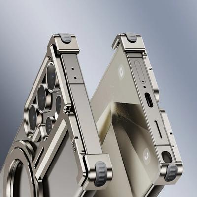 For Samsung Galaxy S25 S24 Ultra Plus Galaxy Metal Bumper Ring Stand Magnetic Phone Case With Finger Ring Holder Phone Cover
