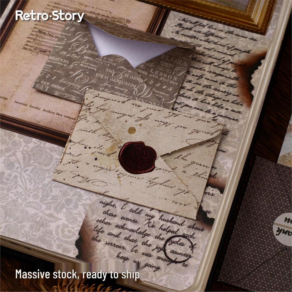 RetroStory Mini Mail Series: 20 Sheets of Creative Decorative Stickers and Collage Envelopes