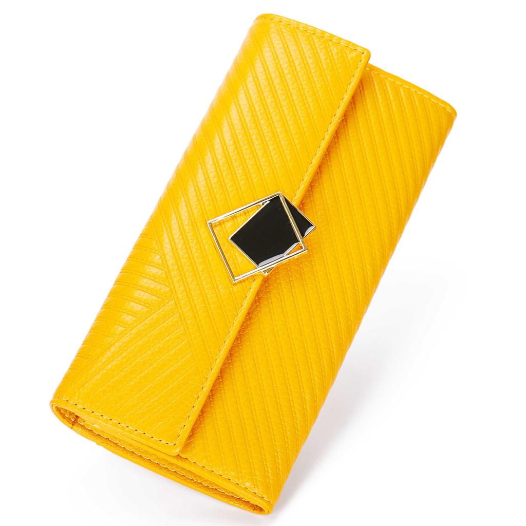Women's long leather wallet with large capacity and genuine leather