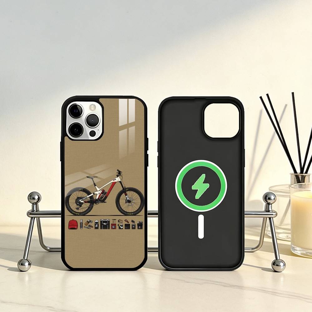 

Mountain Bike Bicycle cool Phone Case For iPhone17,16,15,14,13,12,11 Plus,Pro Max Magnetic For Magsafe Wireless Charging iPhone17