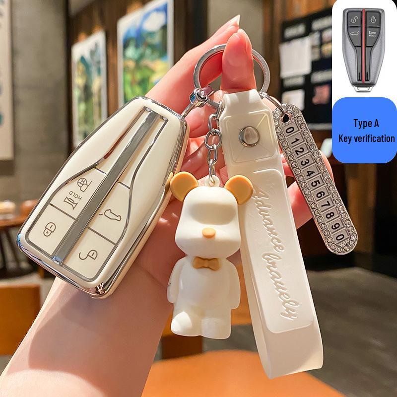 Hongqi HS5/HS7/H5/H9/E-HS9 Key Case with Buckle & Cute Pendant