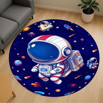 1PC Space Adventure Round Chair Mat Area Rug - Non-Slip, Floor Mat for Office, Bedroom, and Indoor Decor -Gift D1127210
