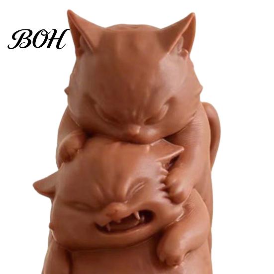 Funny Cat Statue for Shelf Fighting Cats Ornament, 3D Printed Stacked Kitten Figurine, Durable PLA Small Decorative Items Entrance Creative