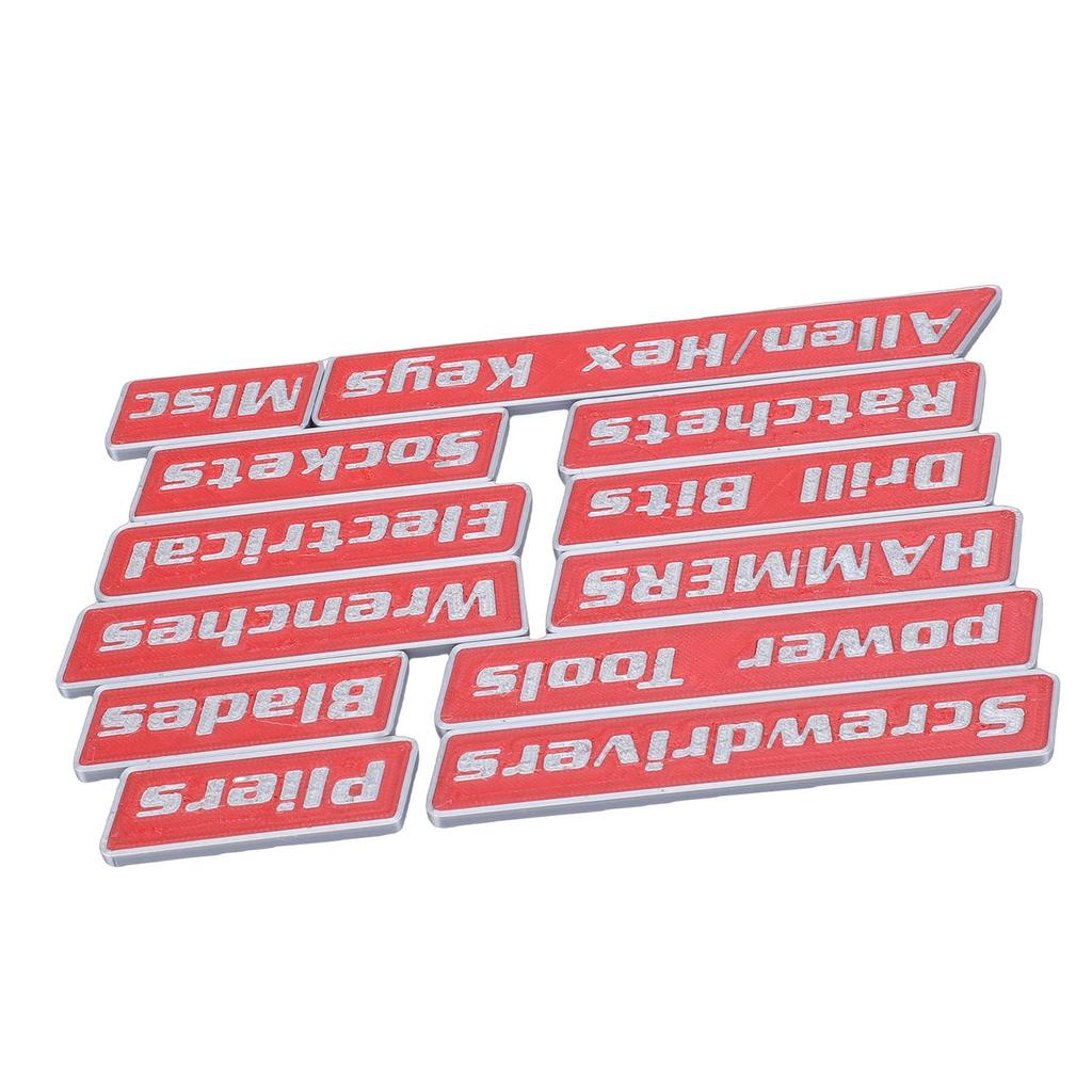 12pcs Magnetic Toolbox Labels Reusable 3D Printed Toolbox Drawer for Steel Tool Boxes Cart Drawers Cabinets