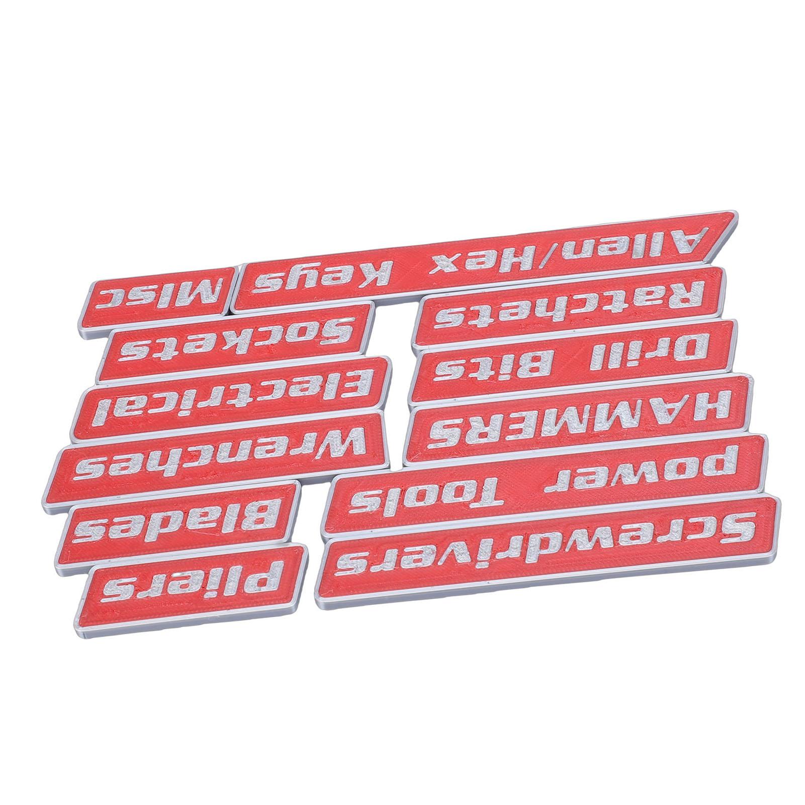

12pcs Magnetic Toolbox Labels Reusable 3D Printed Toolbox Drawer for Steel Tool Boxes Cart Drawers Cabinets