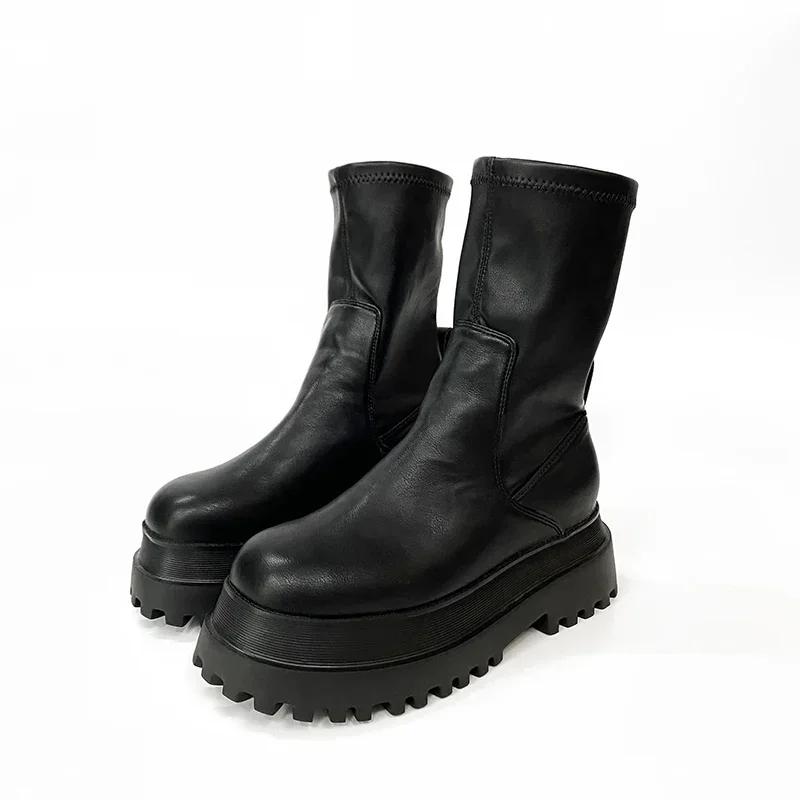 

Зимние сапоги на толстой платформе с круглым носком и толстой подошвой, модные женские зимние сапоги до колена 40