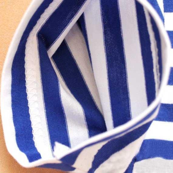 Sailor Striped Blue & White Men's Round Neck T-shirt, Summer Half Sleeve, Couples' Plus Size