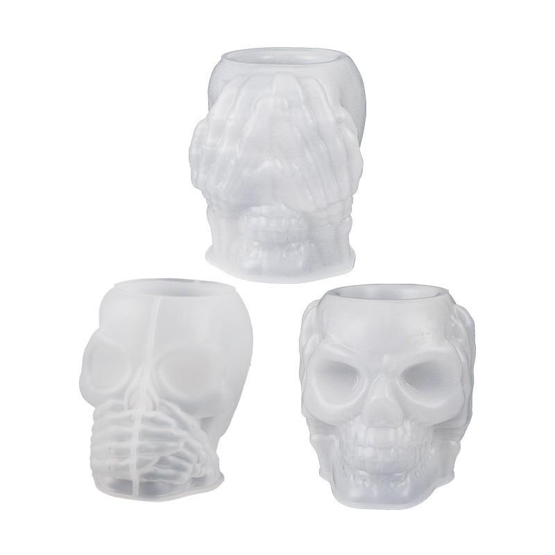 3PCS Skull Silicone Molds for Resin Crafts for Potted Candlestick Ornaments Container Pen Holder DIY Halloween Home Decoration