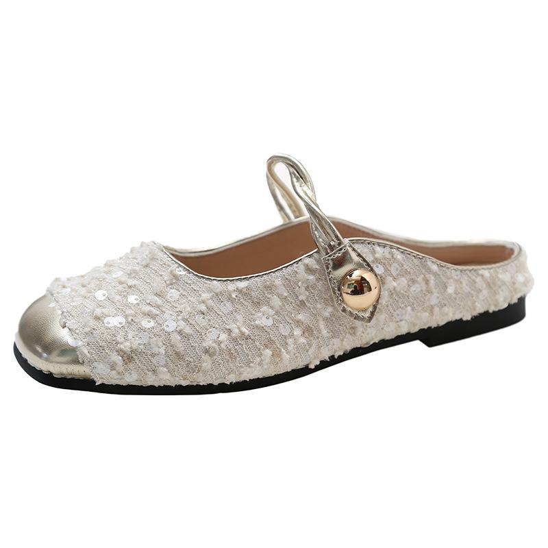 Baotou Half Slippers Women's 2025 Summer New Outer Wear One-pedal Lazy Shoes French High-end Small Fragrant Sandals