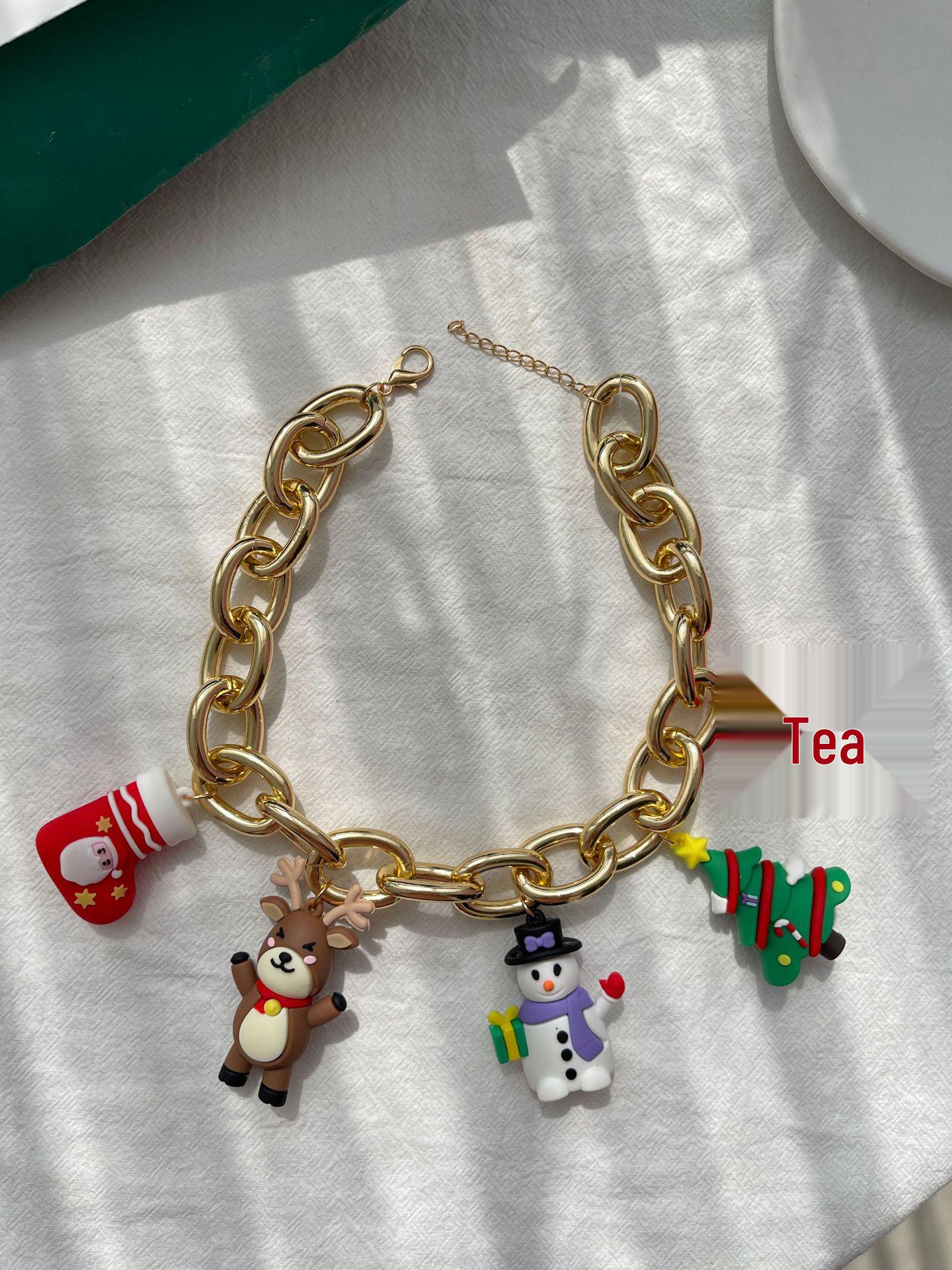 

Orange Bead Snowman & Reindeer Pendant Necklace Set