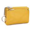 New first-layer cowhide simple women's zipper change bag three zippers large-capacity storage bag coin bag