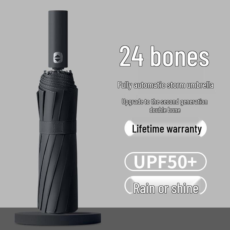 24-Rib Large Automatic Folding Umbrella - Sunshade, Windproof, and Suitable for Two