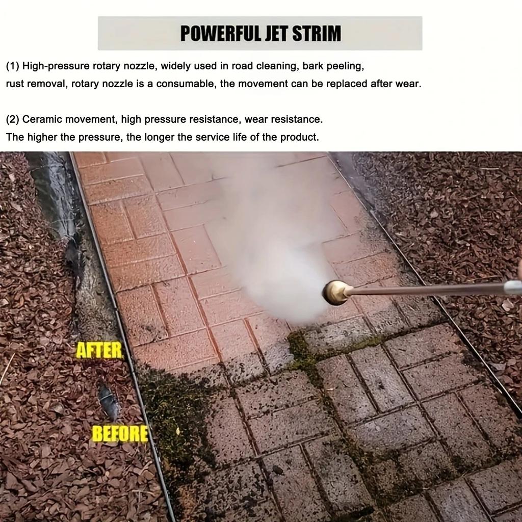 Rotating Turbo Nozzle Tip 1pcs 1/4" QC 3000psi Max 3.0GPM for Brick Concrete Vinyl Surfaces