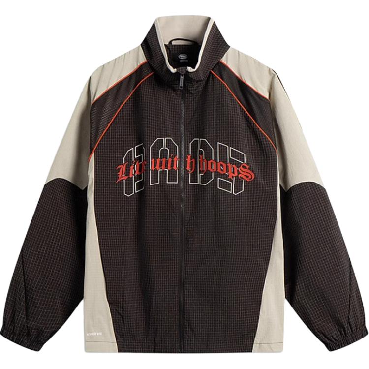 

Li-Ning Sport Lifestyle Series Simple Color Block Letter Stand Collar Windbreaker Men Outerwear Black-Brown Coastal-Gray LNAFDV007-2 XL