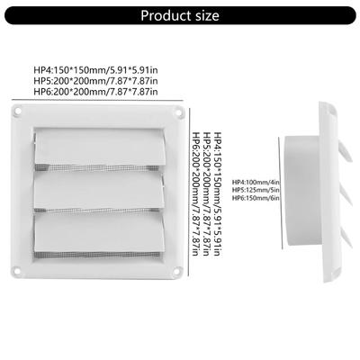 Plastic Square Dryer Vent Cover Louvered Grille Wall Vent Flat Ducting Ventilation Air Vent for Home Wall Ceiling