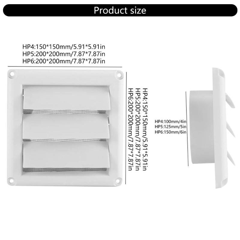Plastic Square Dryer Vent Cover Louvered Grille Wall Vent Flat Ducting Ventilation Air Vent for Home Wall Ceiling