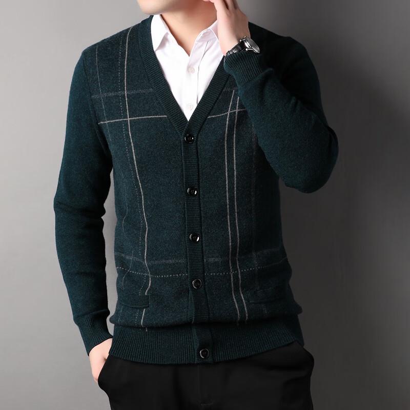Men's 100% Wool V-Neck Cardigan Sweater