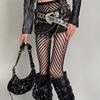 Retro-Style Openwork Floral Mesh Stockings Irregular Jacquard Lace Fishnet Pantyhose