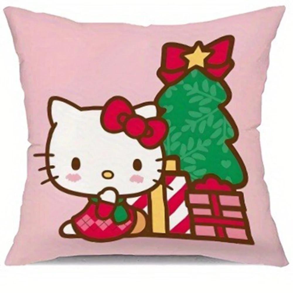 Cute Hello Kitty Christmas Pillowcase Living Room Sofa Cushion Cover Kawaii Room Home Decoration Christmas Gift