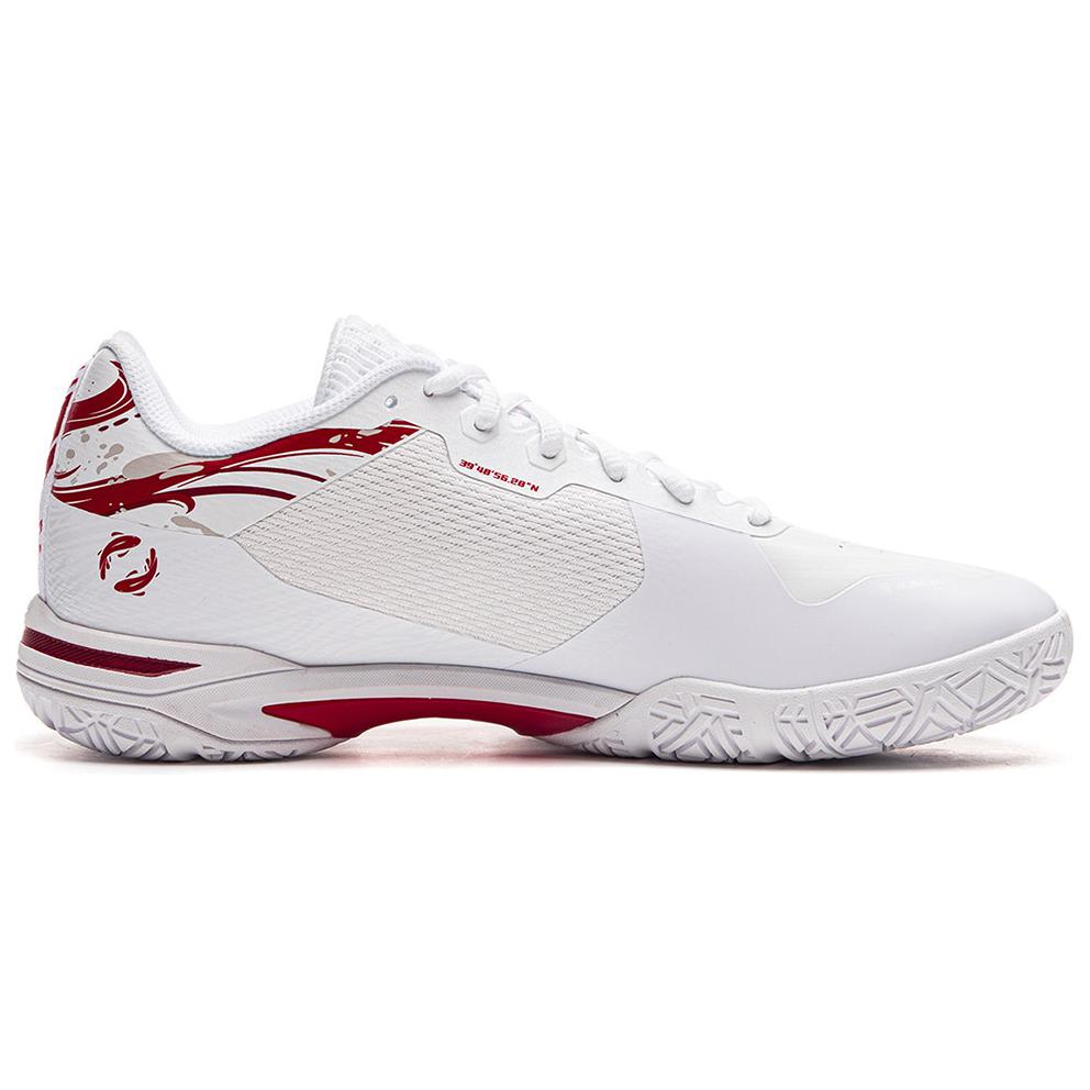 Li Ning Rubber Soft Comfortable Non-Slip Breathable Low-Top Badminton Shoes Unisex Shoes White Red AYZU021-1
