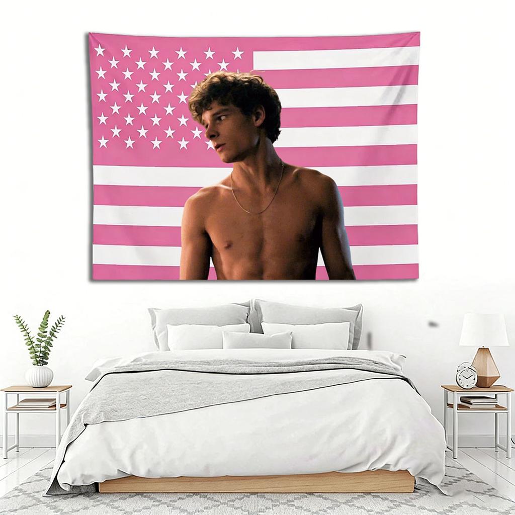 Mason Thames Rosa USA Flagge Wandteppich, Schauspieler Ästhetik Wandbehang für Schlafzimmer Wohnheim Fan Dekor