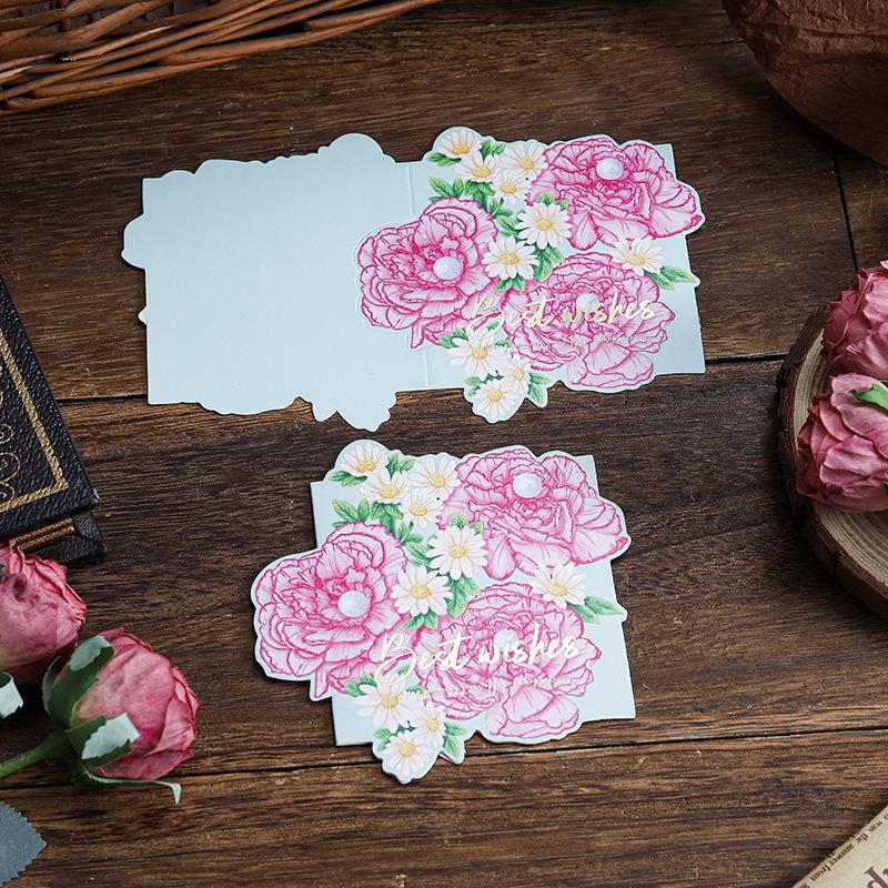 20pcs/set Mother's Day Greeting Cards Mini Size 8.2x8.2cm Floral Paper Blank Cards Thank You for Business Gift Card