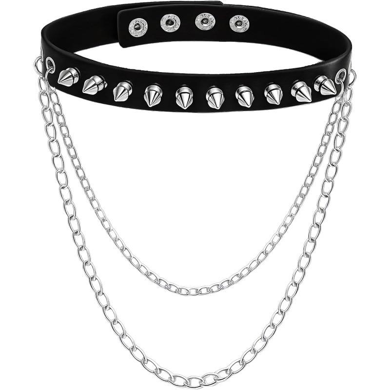 Leather Choker Necklace for Women Black Heart Chain Choker Punk Goth Sexy Chokers for Women Adjustable PU Collar Gothic Jewelry Accessories