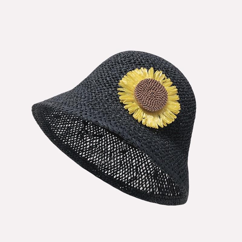 

Hat summer women s new summer bucket hat straw woven sunflower straw hat bucket hat seaside sun protection hat