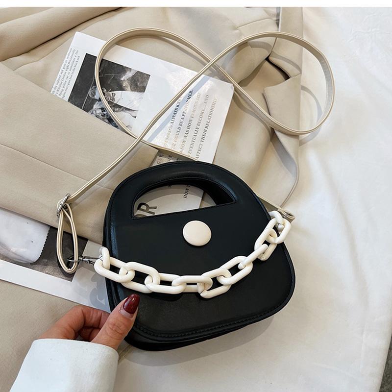 Designer Shoulder Bag Women's  Summer Black White PU Chain Versatile Crossbody Bag Fashion Adjustable Shoulder Strap Handbag