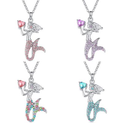 Meerjungfrauen-Prinzessin-Herz-Halskette: Farbenfrohes Ozean-Halsband, perfektes Weihnachtsgeschenk