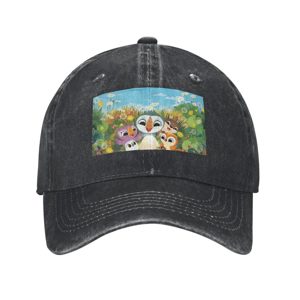 Puffin Rock Cartoon Baseball Caps Fashion Washed Denim Hats Adjustable Casquette Sports Baseball Cowboy Hat for Unisex Women