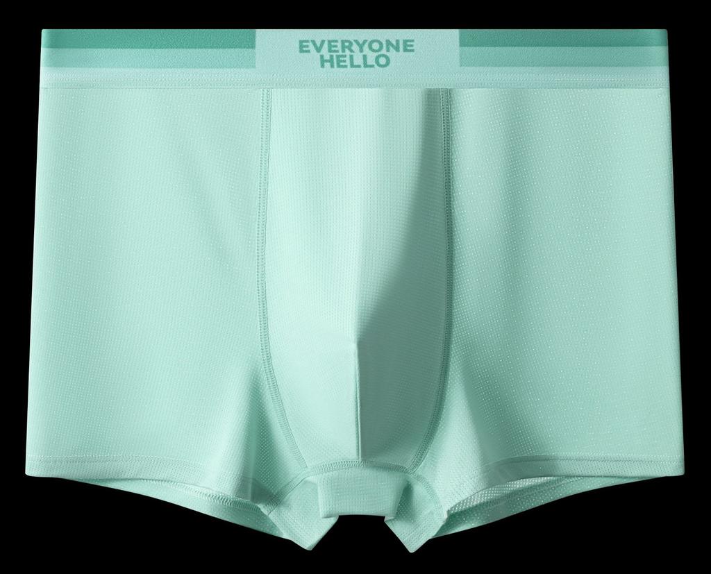 Summer Cool Solid Color Shorts Breathable Four Corners Thin Men's Underwear Ice Silk Flat Corners