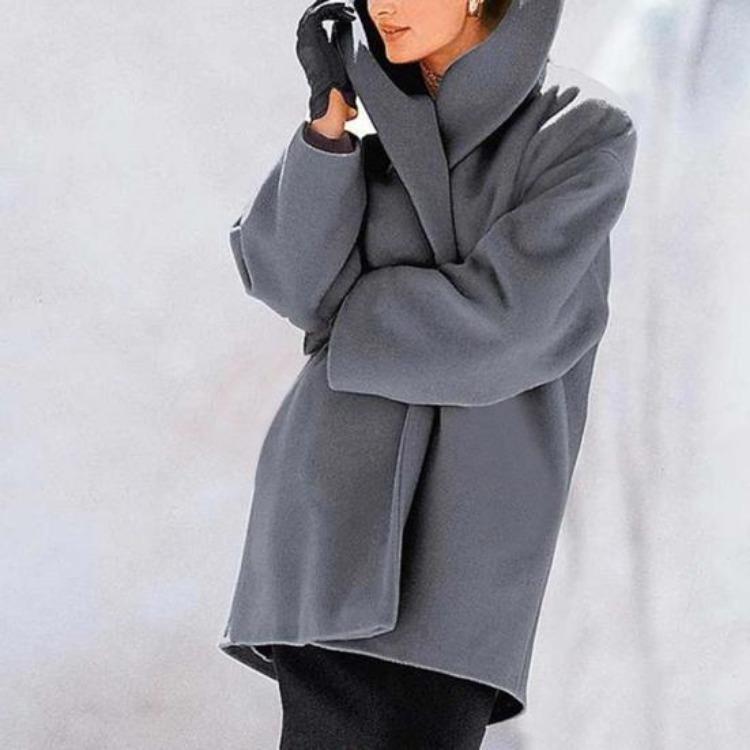 Warmer Winter-Wollmischung-Trenchcoat Mittellanger Übermantel Damen Kapuzen-Pea Coat Einreihig Dicke Jacke Lässig Herbst