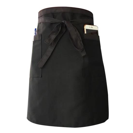 Solid Color Half-Length Short Waist Pockets Restaurant Cooking Chef Waiter Apron