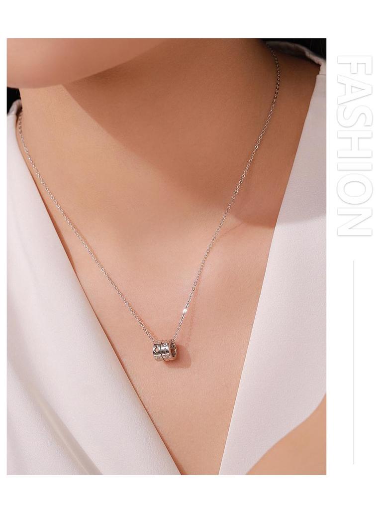 S925 Sterling Silver Women's Lucky Bead Clavicle Necklace