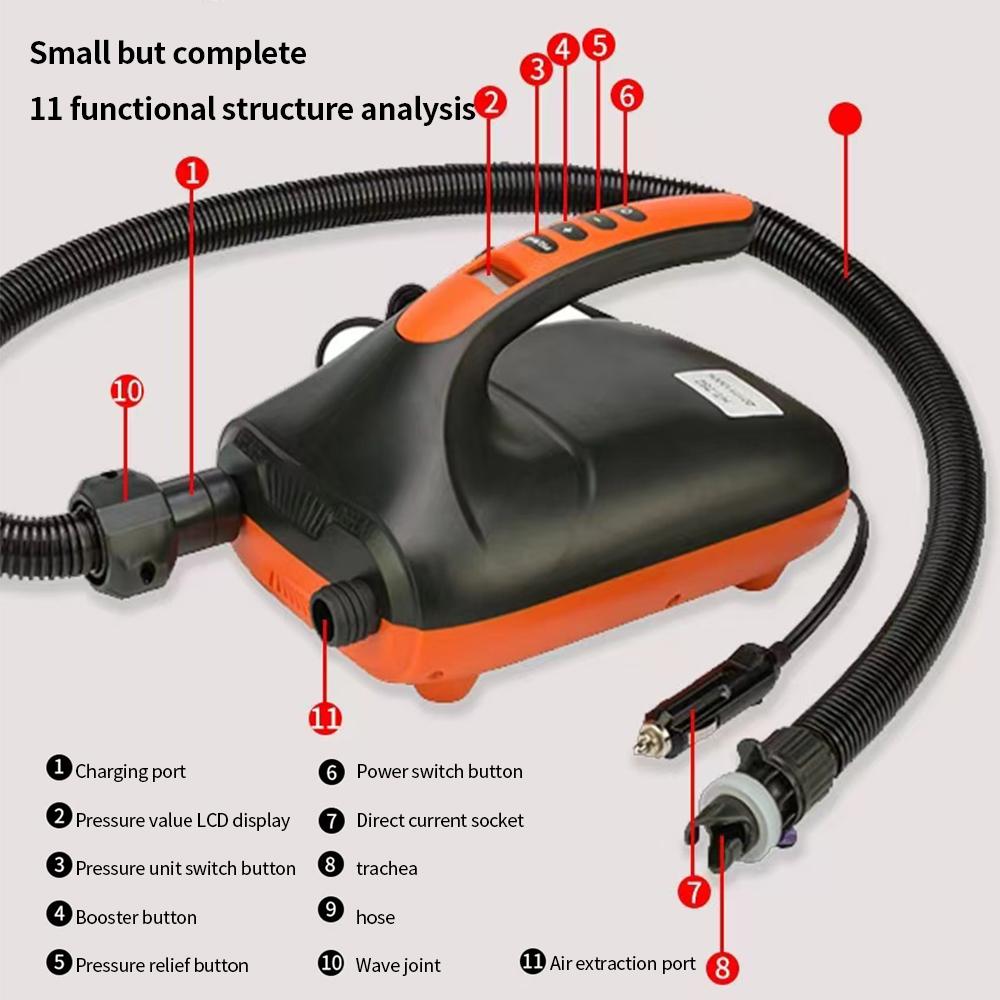 12V SUP Board Pump Max 20 PSI Inflatable Pump Electric Air Pump Dual Stage for Stand Up Paddle Board Air PVC Boat Mattress
