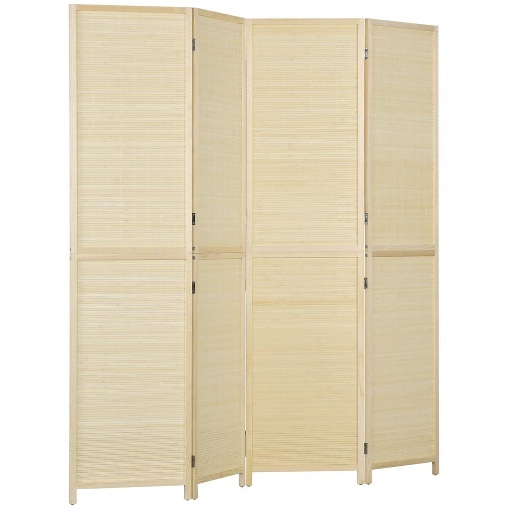 Room Divider, Freestanding Privacy Screen, 4 Panel Folding, 180 X 180cm, Natural