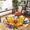 1PC butterfly flowers Office Round Area Rug, Under Office Chairs Bedroom Living Room Home Decor, Carpet for Office -1110025