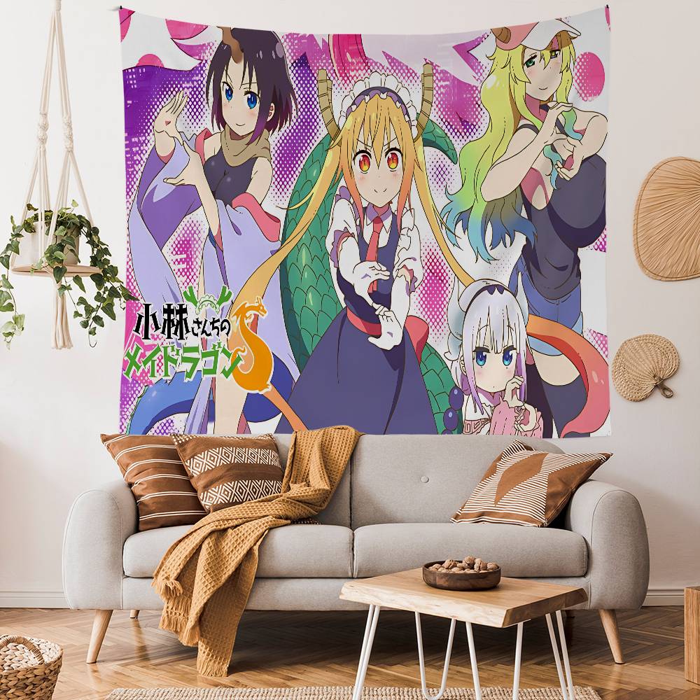 Miss Kobayashi Dragon Maid Anmie Cartoon Tapestry Art Science Fiction Room Home Decor Wall Hanging Sheets