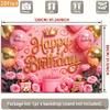 2D Sweet Pink Gold Birthday Backdrop Banner Princess Themed Happy Birthday Party Decor Background