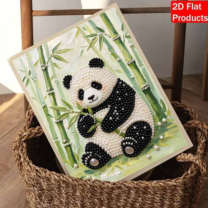 Frameless DIY Pearl Bead Painting Kit Panda Pattern Creative Relaxing Craft Canvas Home Decor Adult Gift