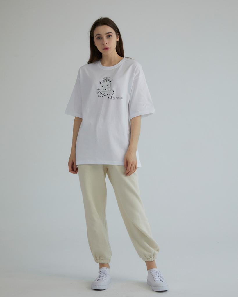 Nuseuka Big Rudy Unisex Oversized Short Sleeve T-Shirt (White)