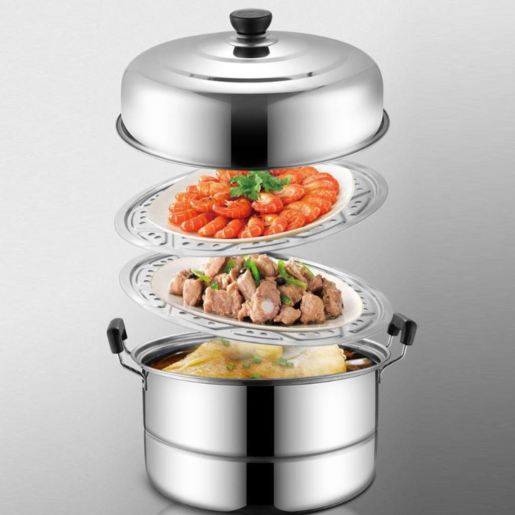 Edelstahl Dampfgarer Topf Verdickung Größere Kapazität 2 Tier Dampfenden Lebensmittel Topf für Küche Gemüse