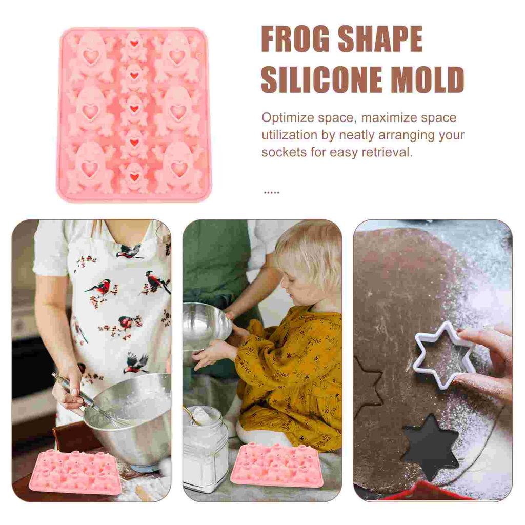 Cakes Lollipop Molds Frog Chocolate DIY Sweets Oatmeal Silicone Baking Candy Mould Pink