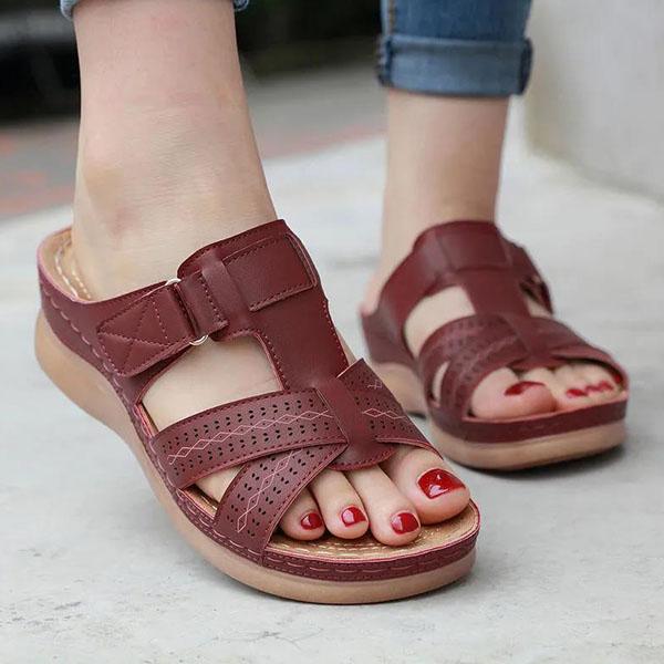 

Летние женские сандалии на танкетке, премиальные сандалии с открытым носком, винтажные нескользящие мягкие тапочки из искусственной кожи, мужские повседневные тапочки с мягкой подошвой большого размера 35